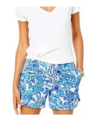Lilly Pulitzer Blue Floral Print Kylar Shorts